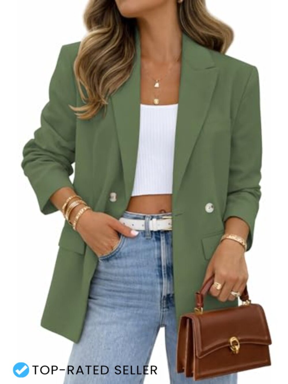 Women's Long Sleeve Business Casual Blazer Open Front Suit Jacket